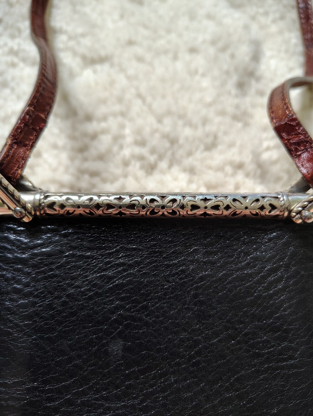 Vintage Brighton Women's Brown Croc-Embossed Crossbody Small Bag - Picture 12 of 16